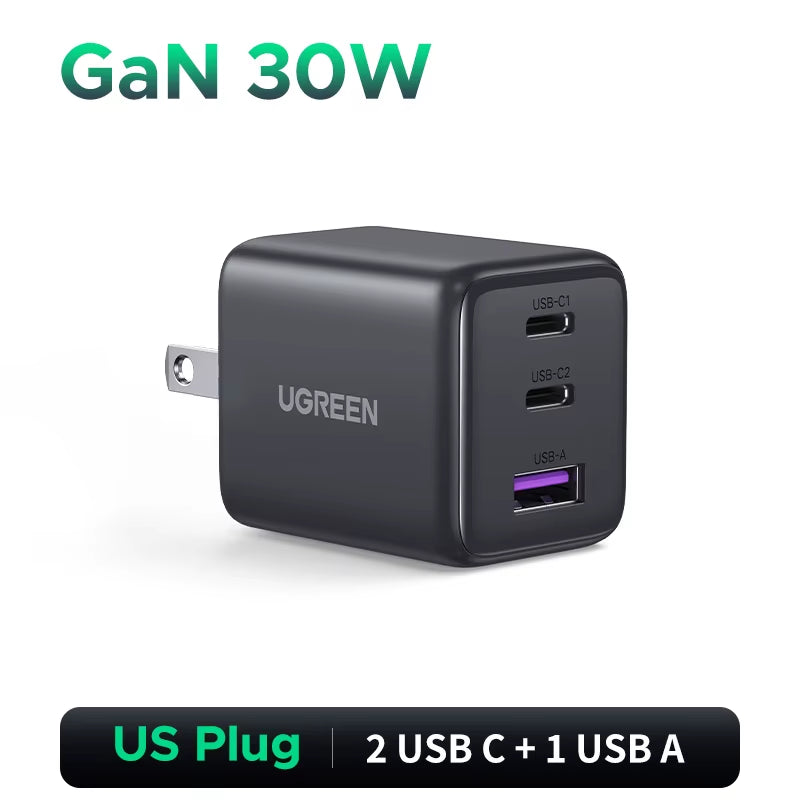 【US Plug】 20W 30W Gan Charger Mini PD 3.0 USB C Phone Charger for Iphone 16 15 14 Pro Samsung S25 Xiaomi Tablet Ipad Air