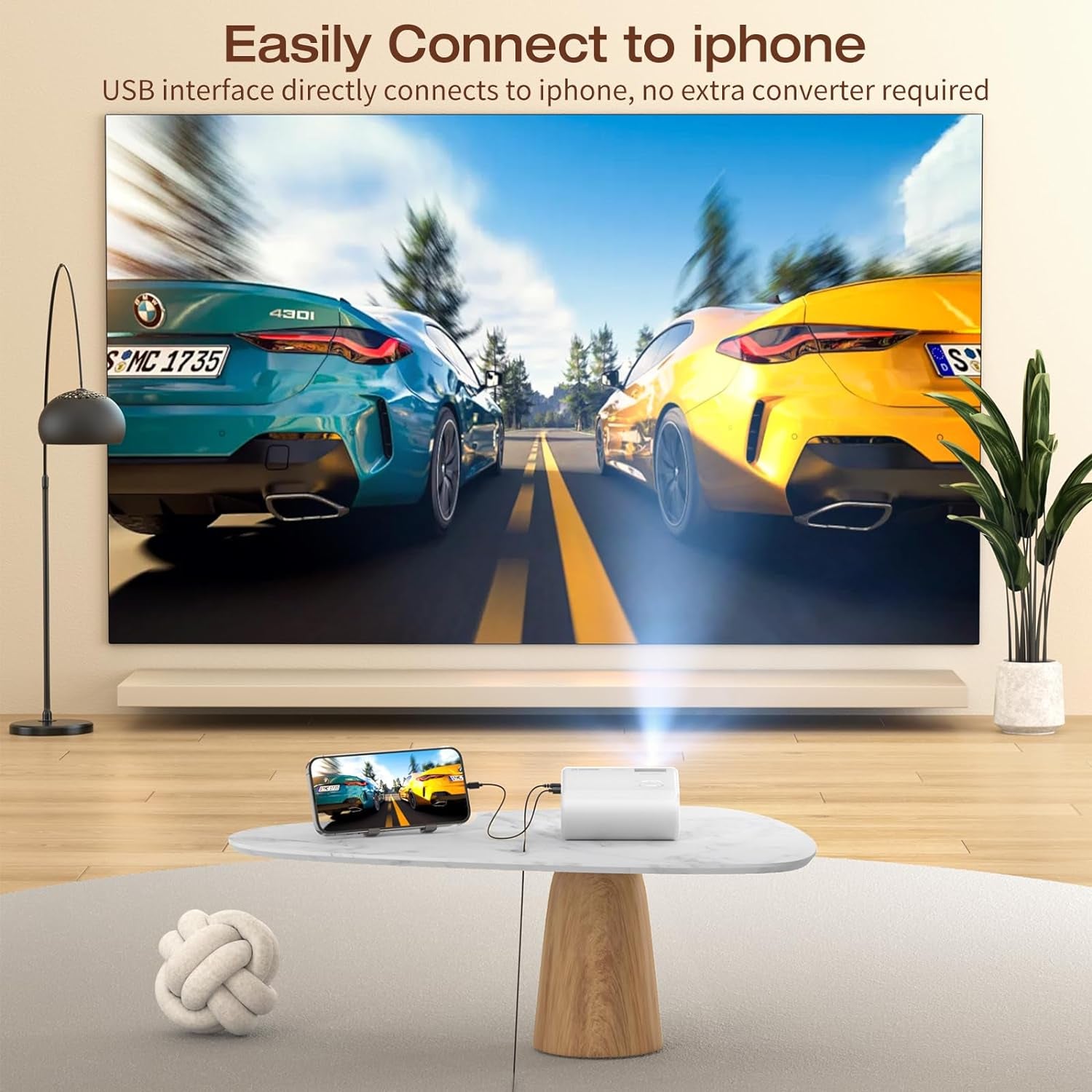 Mini Projector,  2024 Upgraded Portable Projector with 9000 Lux and Full HD 1080P, Movie Projector Compatible with Ios/Android Phone/Tablet/Laptop/Pc/Tv Stick/Box/Usb Drive/Game Console