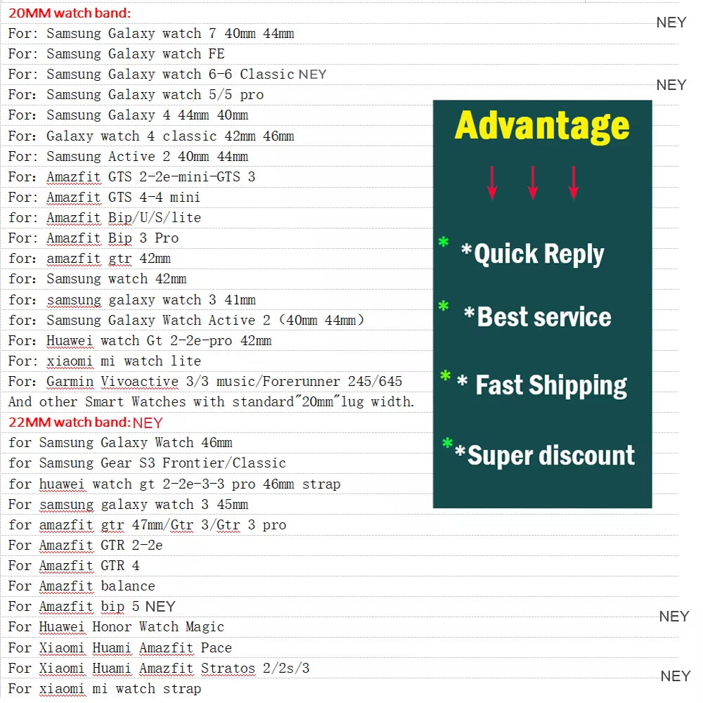 Nylon Loop Band for  Watch 7 FE 6/5/Pro/4/Classic/Active 2 40-44Mm 20Mm/22Mm Sport Bracelet Huawei Gt 2/E/3 Strap