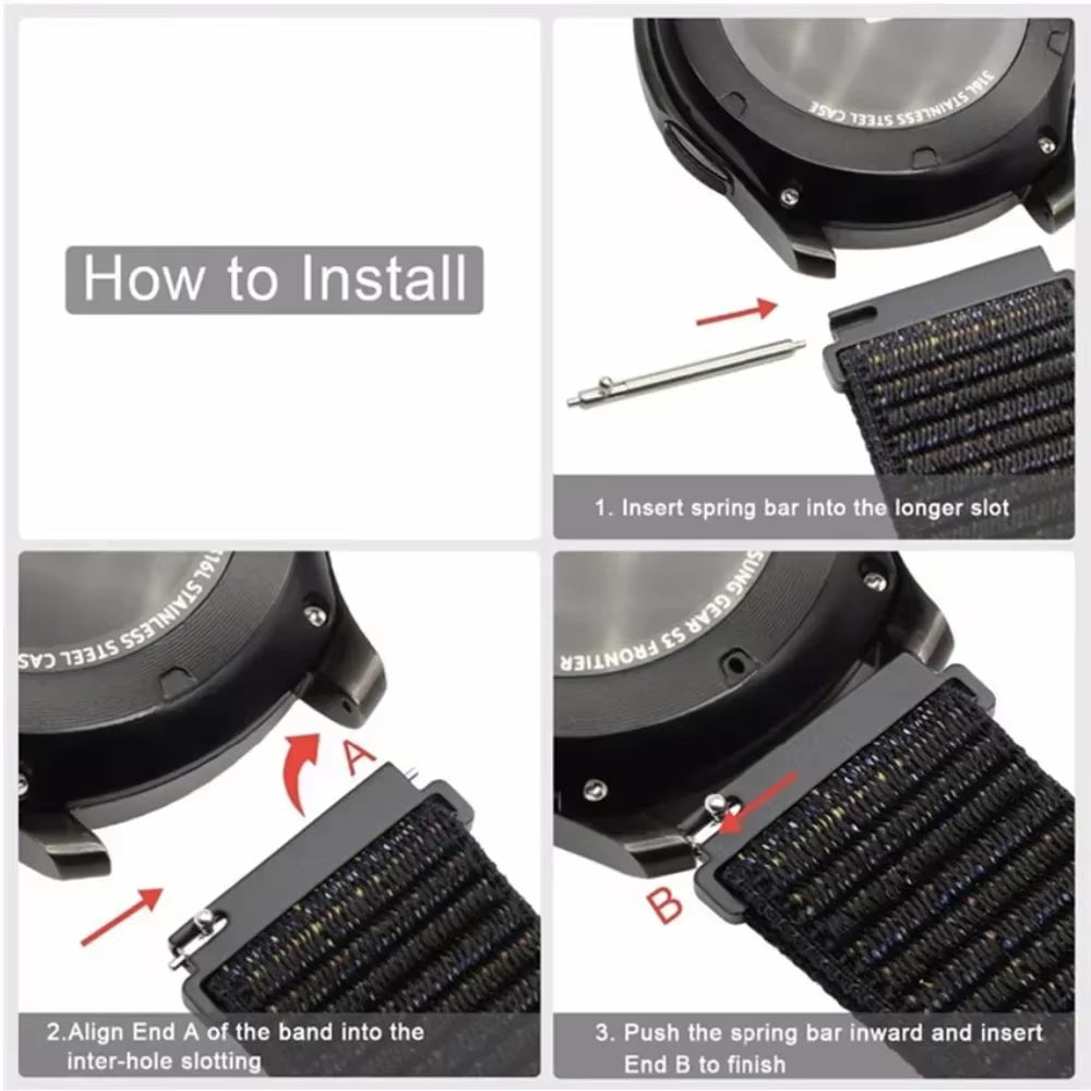 Nylon Loop Band for  Watch 7 FE 6/5/Pro/4/Classic/Active 2 40-44Mm 20Mm/22Mm Sport Bracelet Huawei Gt 2/E/3 Strap