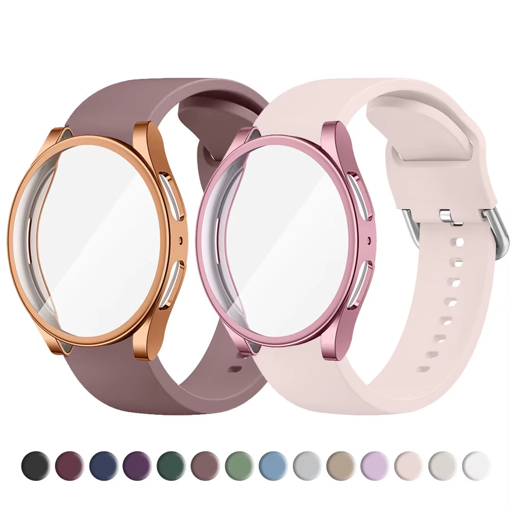 TPU Case+Silicone Strap for  Watch 4 5 6 7 40Mm 44Mm Band Screen Protective Cover Bumper for Galaxy Watch 4 5 6 7