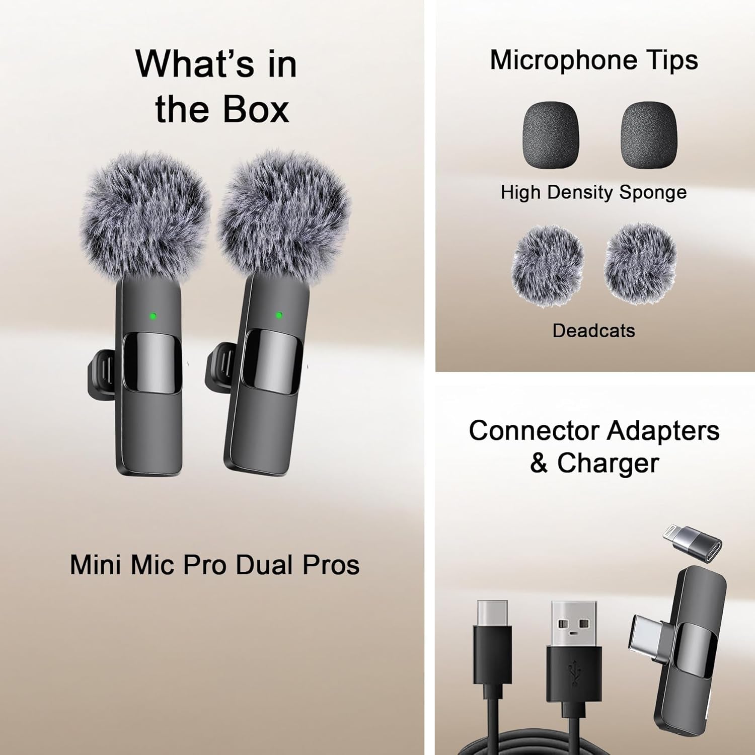 (Latest Model) - Professional Wireless Microphone for Iphone, Ipad, Android, Lavalier Microphone for Video Recording - Iphone Mic Crystal Clear Recording with USB-C for Content Creators