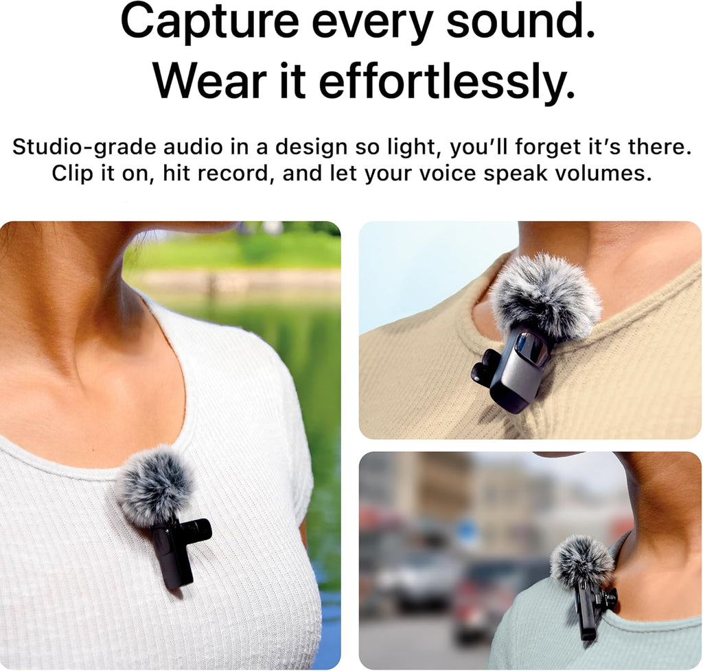 (Latest Model) - Professional Wireless Microphone for Iphone, Ipad, Android, Lavalier Microphone for Video Recording - Iphone Mic Crystal Clear Recording with USB-C for Content Creators