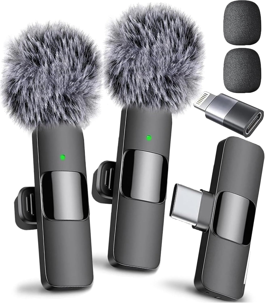 (Latest Model) - Professional Wireless Microphone for Iphone, Ipad, Android, Lavalier Microphone for Video Recording - Iphone Mic Crystal Clear Recording with USB-C for Content Creators