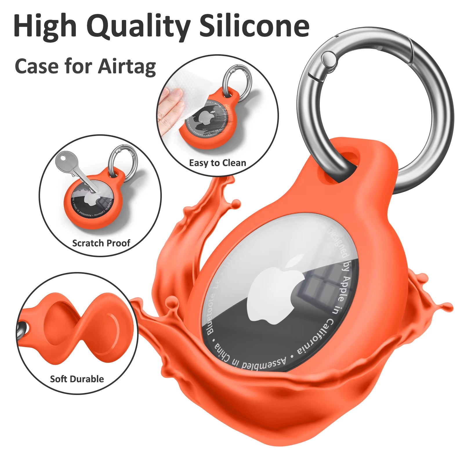 TPU Cover for Apple Air Tag Holder with Keychain Protective Shell Tracker Accessories Anti-Scratch Sleeve for Apple Air Tag Case