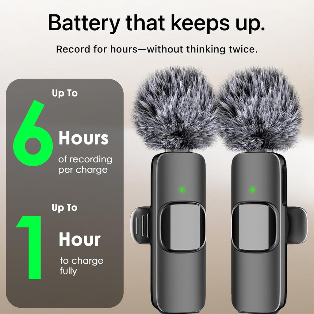 (Latest Model) - Professional Wireless Microphone for Iphone, Ipad, Android, Lavalier Microphone for Video Recording - Iphone Mic Crystal Clear Recording with USB-C for Content Creators