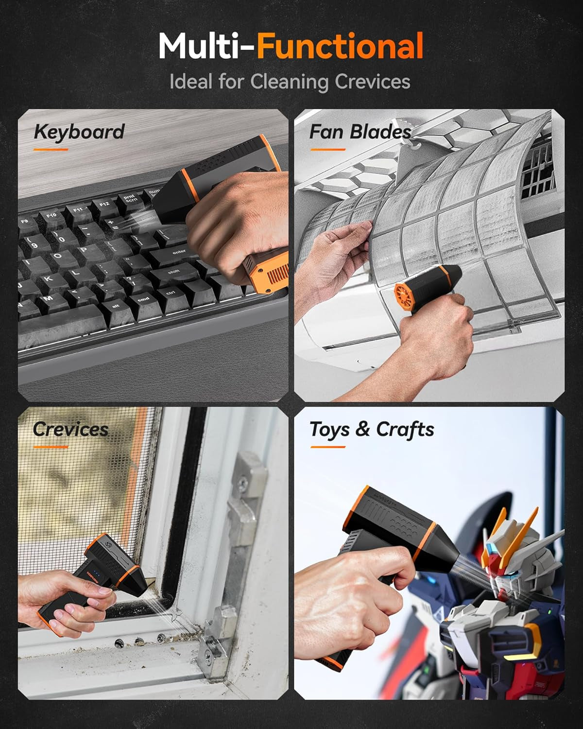 MF50 Compressed Air Duster-110000Rpm Super Power Electric Air Duster, 3-Gear Adjustable Mini Blower with Fast Charging, Dust Blower for Computer, Keyboard, House, Outdoor and Car